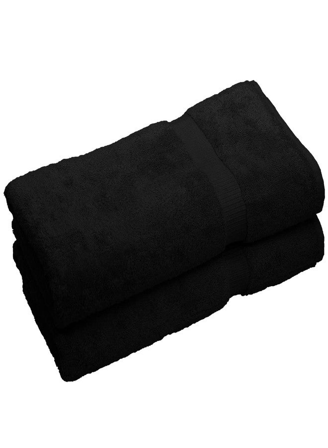 BC BARE COTTON منشفة فاخرة بجودة الفنادق والمنتجعات الصحية، تجف بسرعة 100% قطن تركي 700 GSM، منشفة صديقة للبيئة، للحمام، منشفة استحمام كبيرة بحواف دوبى 35 × 70 (طقم منشفة باللون الأسود) - Image 2