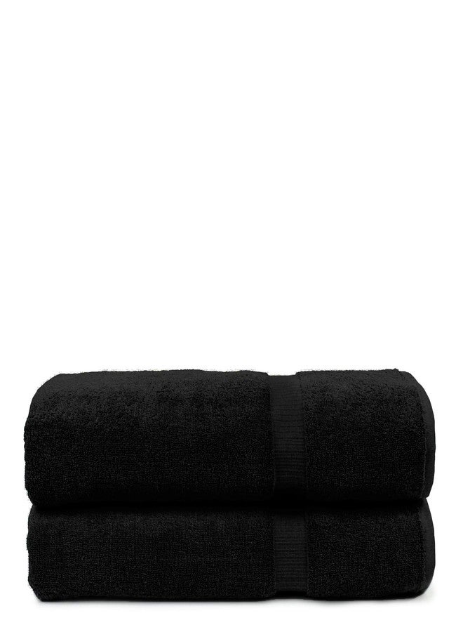 BC BARE COTTON منشفة فاخرة بجودة الفنادق والمنتجعات الصحية، تجف بسرعة 100% قطن تركي 700 GSM، منشفة صديقة للبيئة، للحمام، منشفة استحمام كبيرة بحواف دوبى 35 × 70 (طقم منشفة باللون الأسود) - Image 1