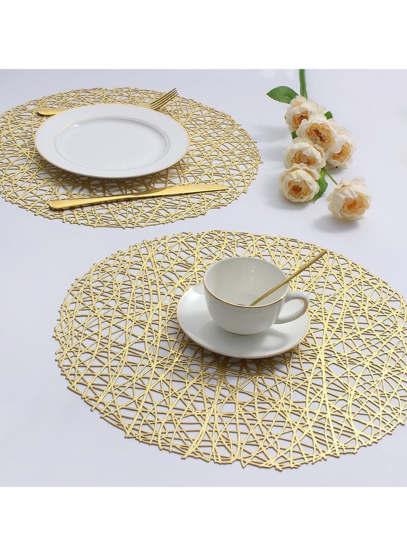 Round Leaf Placemats – Hollowed-Out Pressed Vinyl for Dining, Holiday, Party, and Wedding Table Décor, Set of 4 - Image 2