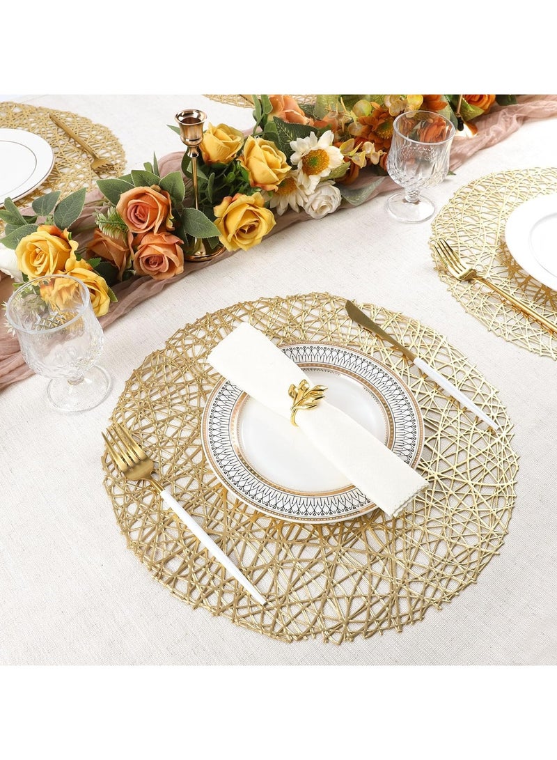 Round Leaf Placemats – Hollowed-Out Pressed Vinyl for Dining, Holiday, Party, and Wedding Table Décor, Set of 4 - Image 5