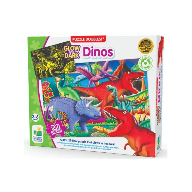 The Learning Journey Puzzle Doubles Glow in the Dark - Dinos - 100 Piece Glow in the Dark Preschool Puzzle (3 x 2 feet) - Educational Gifts for Boys & Girls Ages 3 and Up (787533) - Image 1