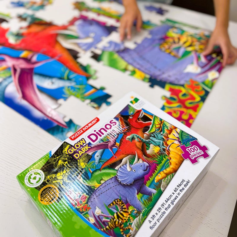 The Learning Journey Puzzle Doubles Glow in the Dark - Dinos - 100 Piece Glow in the Dark Preschool Puzzle (3 x 2 feet) - Educational Gifts for Boys & Girls Ages 3 and Up (787533) - Image 2