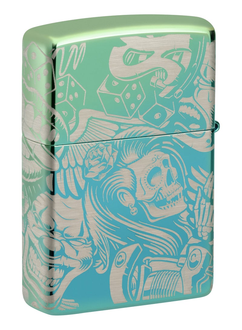 Zippo 48410 49191 Tattoo Theme Design High Polish Teal Windproof Lighter - Image 2