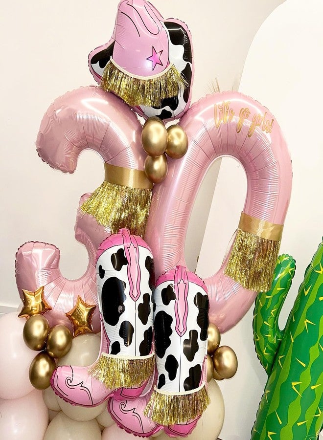 KHC-KHF Western-Balloons Cowboy-Balloon 8PCS Large Cowboy Cowgirl Hat Boot Foil Balloons Western Birthday Party Rodeo Bachelorette Decorations Supply - Image 2