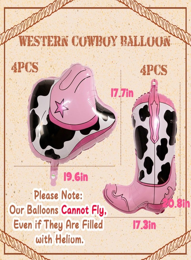 KHC-KHF Western-Balloons Cowboy-Balloon 8PCS Large Cowboy Cowgirl Hat Boot Foil Balloons Western Birthday Party Rodeo Bachelorette Decorations Supply - Image 3