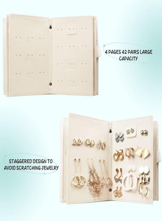 Fangoo Earring Organizer Book Design Earring Holder Travel Jewelry Storage Case Tray Holder, Capable to Hold 42 Pairs (White) - Image 4