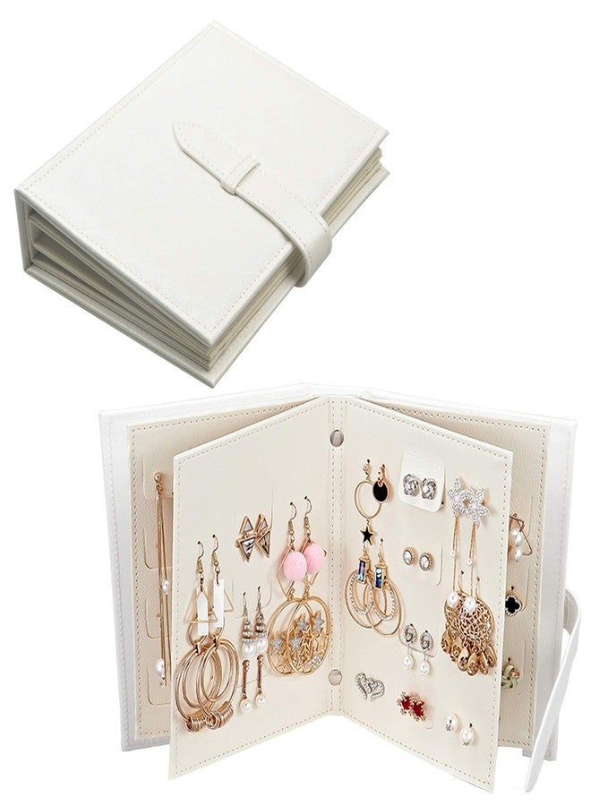 Fangoo Earring Organizer Book Design Earring Holder Travel Jewelry Storage Case Tray Holder, Capable to Hold 42 Pairs (White) - Image 1