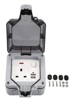 Generic Outdoor Waterproof Switched Socket 13a Outdoor Weatherproof Plug Socket Box Ip66 Wall Electrical Outlets With Cover Applies To Garden & External (Single Socket)  - Image 3