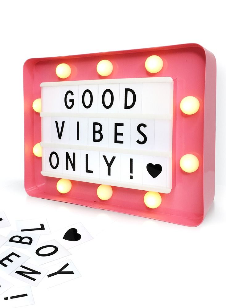 سلة لوحة مضيئة ليد مع حروف وأرقام ورموز بإطار وردي للديكور والهدايا - Image 1