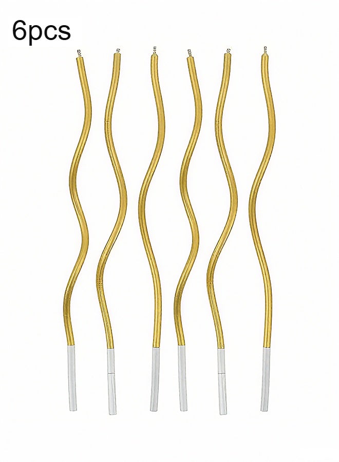 Happy D 6 Piece Gold Swirl Birthday Candles - Image 1