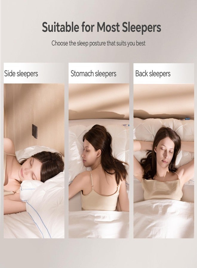 QUTOOL Luxury Hotel Goose Feather Pillow, 100% Cotton Cover, Soft Support Pillow, Suitable for Sleepers on The Back, Sides, and Stomach, Queen Size Bed Pillows Set of 2 - Image 4