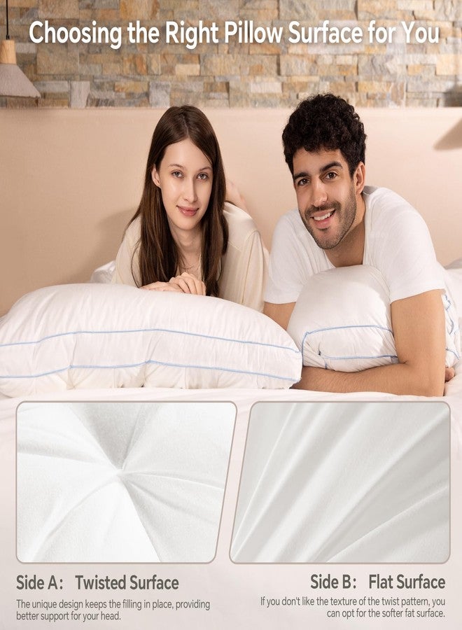 QUTOOL Luxury Hotel Goose Feather Pillow, 100% Cotton Cover, Soft Support Pillow, Suitable for Sleepers on The Back, Sides, and Stomach, Queen Size Bed Pillows Set of 2 - Image 2
