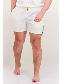 Men Brand Logo Board Shorts, White Combo