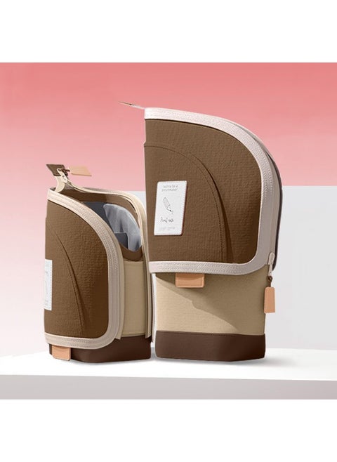 Partition Pencil Case Large Capacity Two-in-One Stand-Up Pen Holder Retractable Stationery Pencil Ruler Storage Bag for Primary School Students Cocoa brown