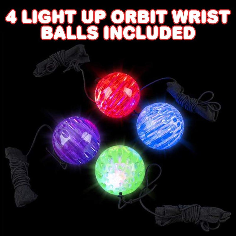 ArtCreativity Light Up Orbit Wrist Balls, Set of 4, Light up Balls with Flashing Lights and Elastic String, Orbit Ball Toy Glow in the Dark, Glow Toys Easter Party Favors for Kids Ages 3+ - Image 2