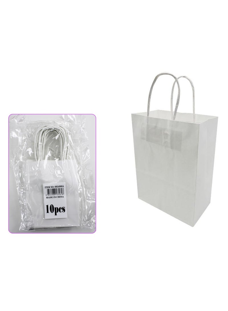 PARTY FUN Paper Gift Bag 10Pcs Pkt 12x6x15Cm White Color  - Image 3