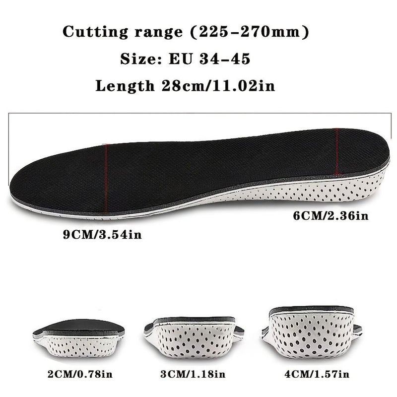 2pcs Black Heightening Insoles EVA Padding Breathable Elastic Comfort Men Women - Image 2