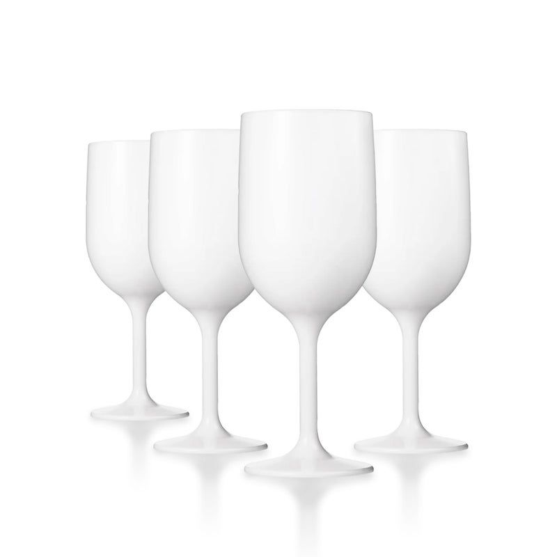 Drinique Unbreakable Stemmed Wine Glasses Set of 4 12oz Shatterproof Reusable Tritan Wine Glasses for Red or White Wine  White