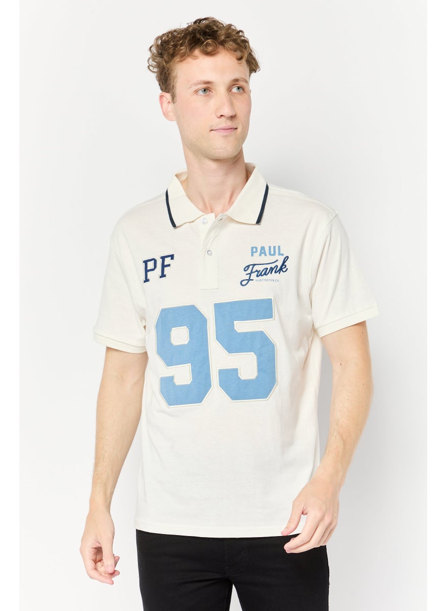 Paul Frank Men Regular Fit Embroidered Short Sleeves Polo Shirt, Off White  - Image 1