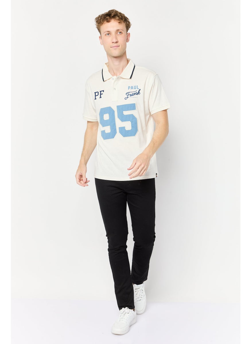 Paul Frank Men Regular Fit Embroidered Short Sleeves Polo Shirt, Off White  - Image 2