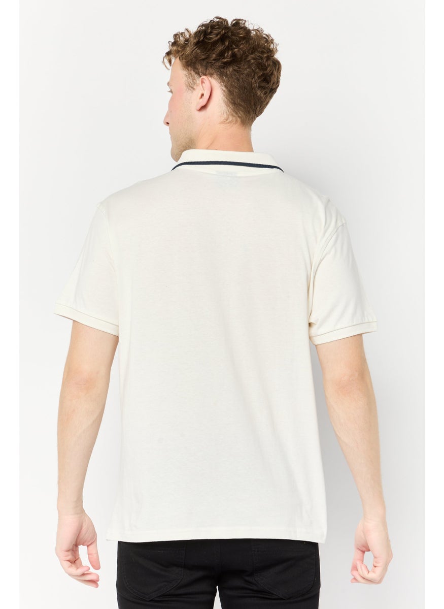 Paul Frank Men Regular Fit Embroidered Short Sleeves Polo Shirt, Off White  - Image 3