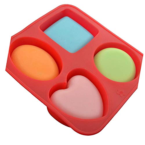 LEAWALL Silicone Circle, Square, Oval and Heart Shape Soap Cake Making Mould, Multicolor - Image 5