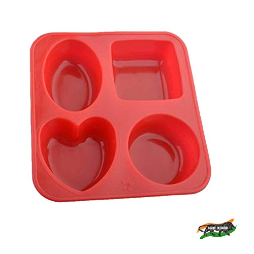 LEAWALL Silicone Circle, Square, Oval and Heart Shape Soap Cake Making Mould, Multicolor - Image 1