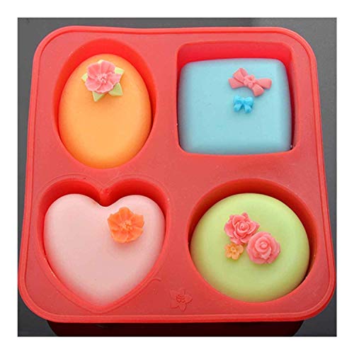 LEAWALL Silicone Circle, Square, Oval and Heart Shape Soap Cake Making Mould, Multicolor - Image 4