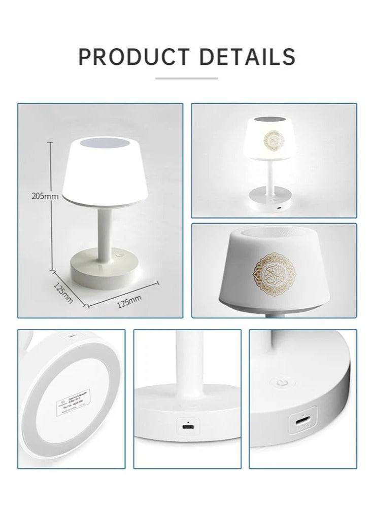 Desk Lamp Qur'an Speaker-Bluetooth, 7 Colors LED Touch Table Lamp 8GB (SQ917) White - Image 5