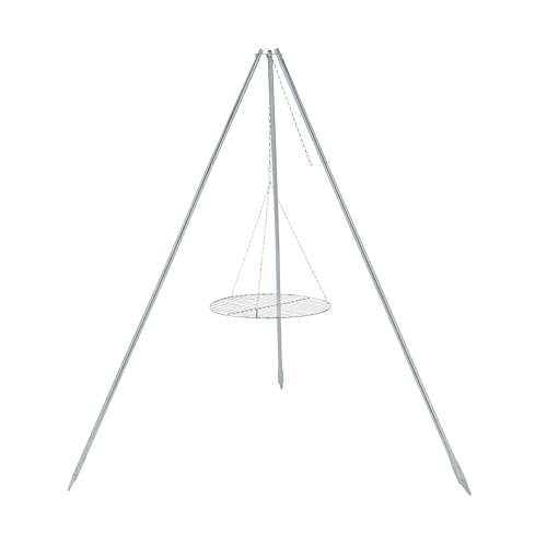 Coleman Tripod Campfire Grill & Lantern Hanger, Grill Grate with Adjustable Height for Cooking Over Fire, Steel Firepit Cooking Rack - Image 1