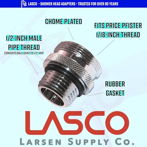 LASCO 08-2475 1/2-Inch Male Iron Pipe Shower Arm Ball Adaptor with Price Pfister Thread Ball End(Converts Ball Joint to 1/2" MIP), Chrome Plated - Image 2