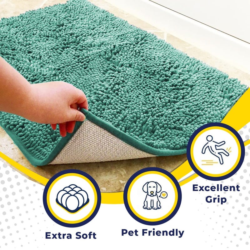 Muddy MatÂ® | Super Absorbent Door Mat Indoor, Microfiber Quick Dry Chenille Entryway Rug, Non-Slip Front Door Mat, Indoor Mats for Entryway, Machine Washable Pet Rug, Seafoam Green 30"x19" - Image 2