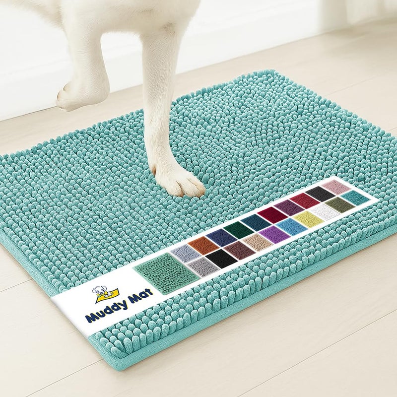 Muddy MatÂ® | Super Absorbent Door Mat Indoor, Microfiber Quick Dry Chenille Entryway Rug, Non-Slip Front Door Mat, Indoor Mats for Entryway, Machine Washable Pet Rug, Seafoam Green 30"x19" - Image 1