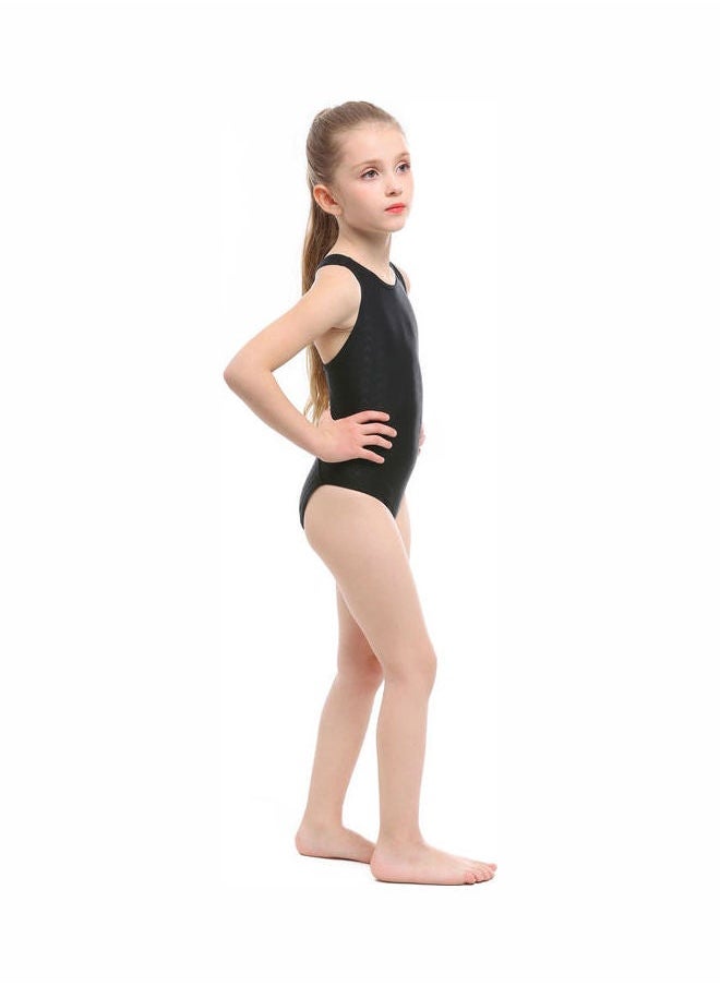 NIBEMINENT Kids/Teen Solid One Piece Swimsuit Black  - Image 4