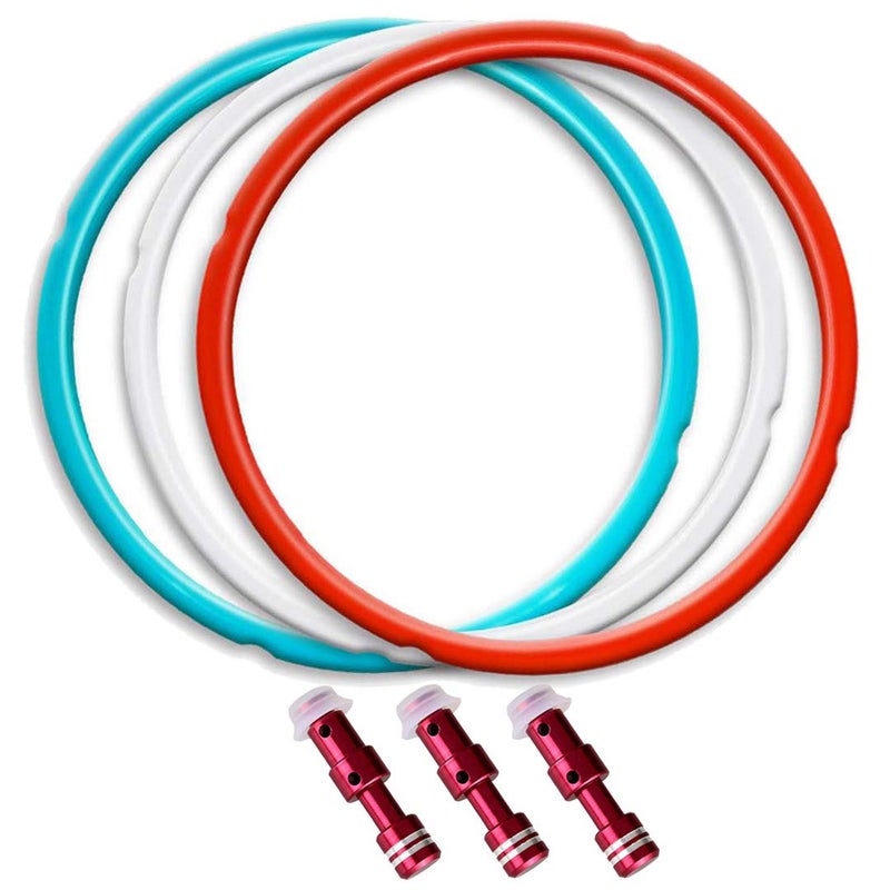 نيوكيتون حلقة إغلاق من السيليكون 8Qt مكونة من 3 عبوات مع 3 صمامات عائمة تناسب Duo 8 Quart Lux 8 Quart Duo Plus 8Qt Ultra 8Qt Viva 8Qt الأزرق السماوي اللذيذ والأحمر الكرز الحلو والأبيض الشفاف الشائع. - Image 1