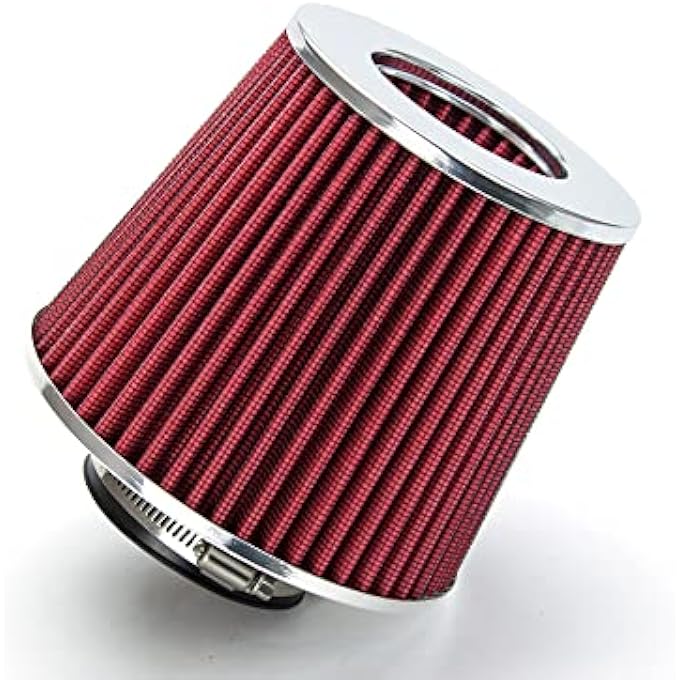 Rtunes Racing RED 3" 76 mm Inlet Cold Air Intake Cone Replacement Performance Washable Clamp-On Dry Air Filter - Image 1