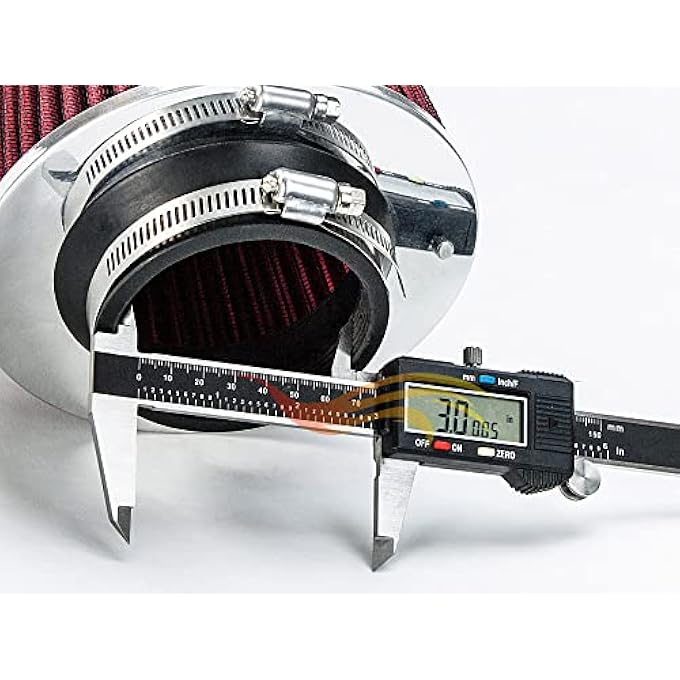 Rtunes Racing RED 3" 76 mm Inlet Cold Air Intake Cone Replacement Performance Washable Clamp-On Dry Air Filter - Image 3
