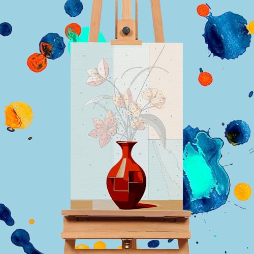 Offito 4 Pack Framed Paint by Numbers Kit for Adults Beginners with Wooden Easel, Flowers Easy Paint by Number Kit with Frame, Watercolor Adult Paint by Number Framed Canvas (8 * 12 Inch) - Image 5