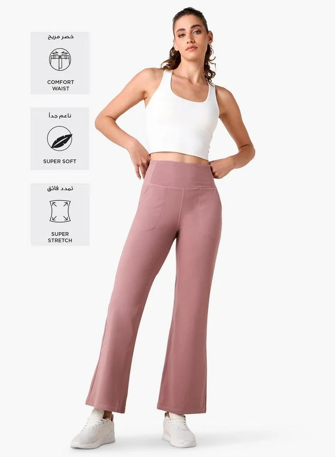 ADOT by Splash Wide Leg Pants with Elasticated Waistband and Pockets