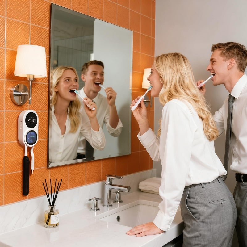 iHave Toothbrush Sanitizer Holder with UVC & 100M Negative Ions: Auto-Cycle for 360Â° Disinfection, Mold & Odor Removal | USB Toothbrush Holders Wall Mounted with Wave Sensor, LED, Heated & Fan Drying - Image 5