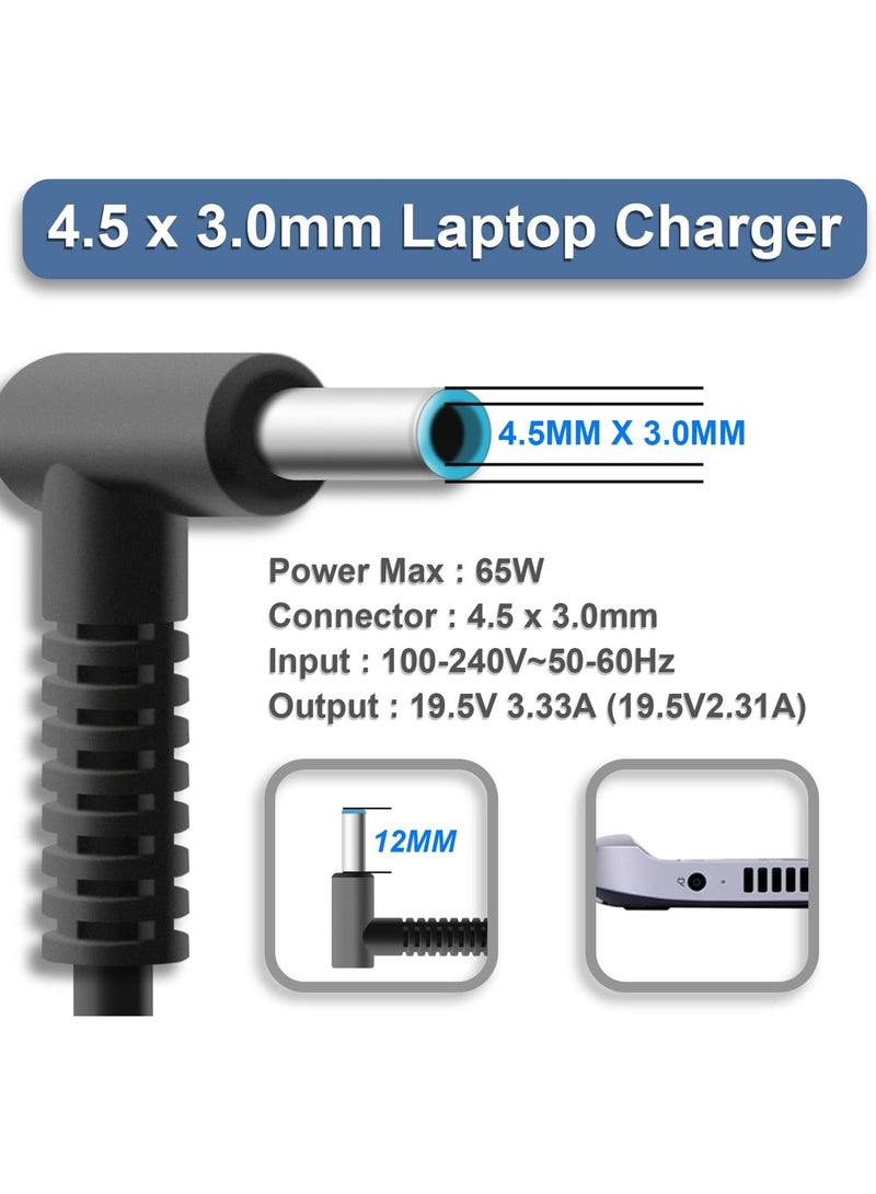 شاحن لابتوب احترافي بقوة 65 واط - محول طاقة 19.5 فولت 3.33 أمبير متوافق مع سلاسل EliteBook وProBook وPavilion - أداء شحن سريع وآمن - Image 2