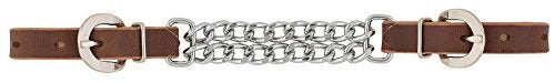 Weaver Leather Bridle Leather Double Flat Link Chain Curb Strap , Rich Brown, 4 1/2-Inch - Image 1