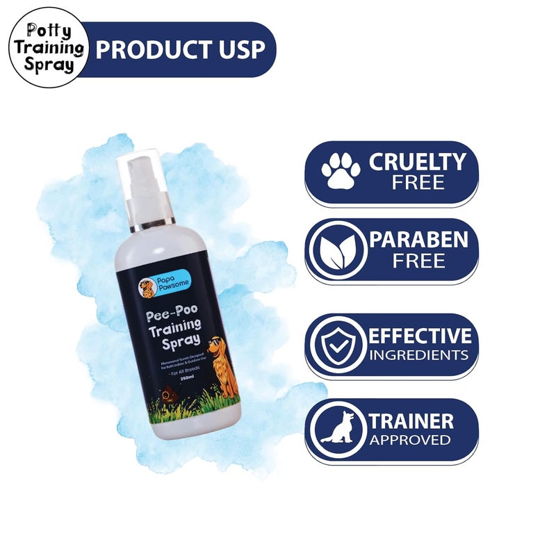 PAPA PAWSOME ’s Pee-Poo Toilet Training Spray for Dog and Cat, 250 ml | Potty Training Spray for Puppy & Kitten | No More Marking | Train Your Dogs & Cats Where to Potty and Pee | Indoor & Outdoor Use - Image 3