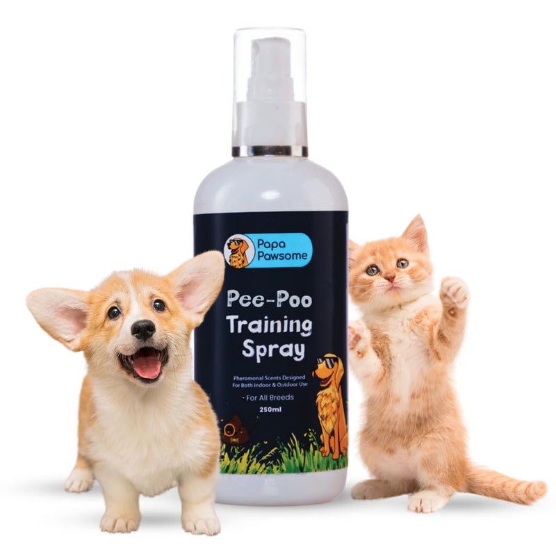 PAPA PAWSOME ’s Pee-Poo Toilet Training Spray for Dog and Cat, 250 ml | Potty Training Spray for Puppy & Kitten | No More Marking | Train Your Dogs & Cats Where to Potty and Pee | Indoor & Outdoor Use - Image 1
