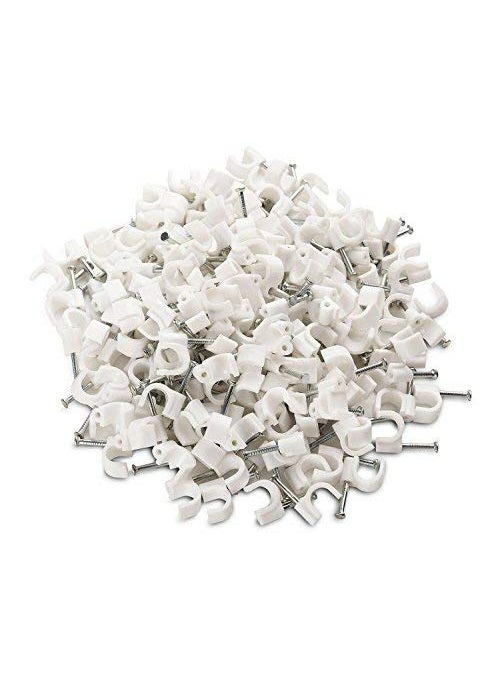 Okayji Okayji 6mm Diameter Wire Fastener Circle Cable Clips with Metal Nail 200 Piece  - Image 1