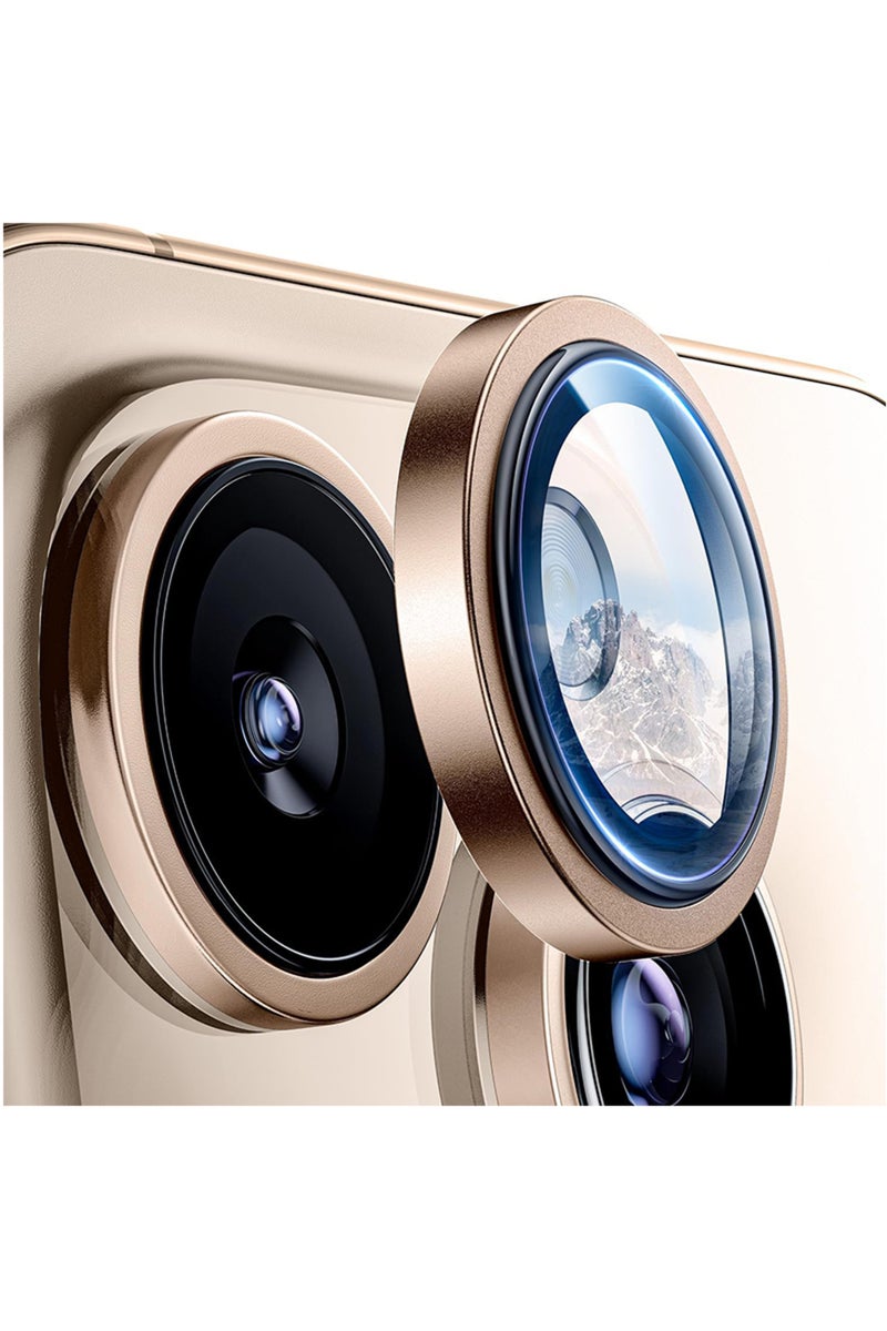 غطاء حماية عدسة الكاميرا من الزجاج المقوى بلون بني صحراوي من التيتانيوم لهاتف iPhone 16 Pro Max