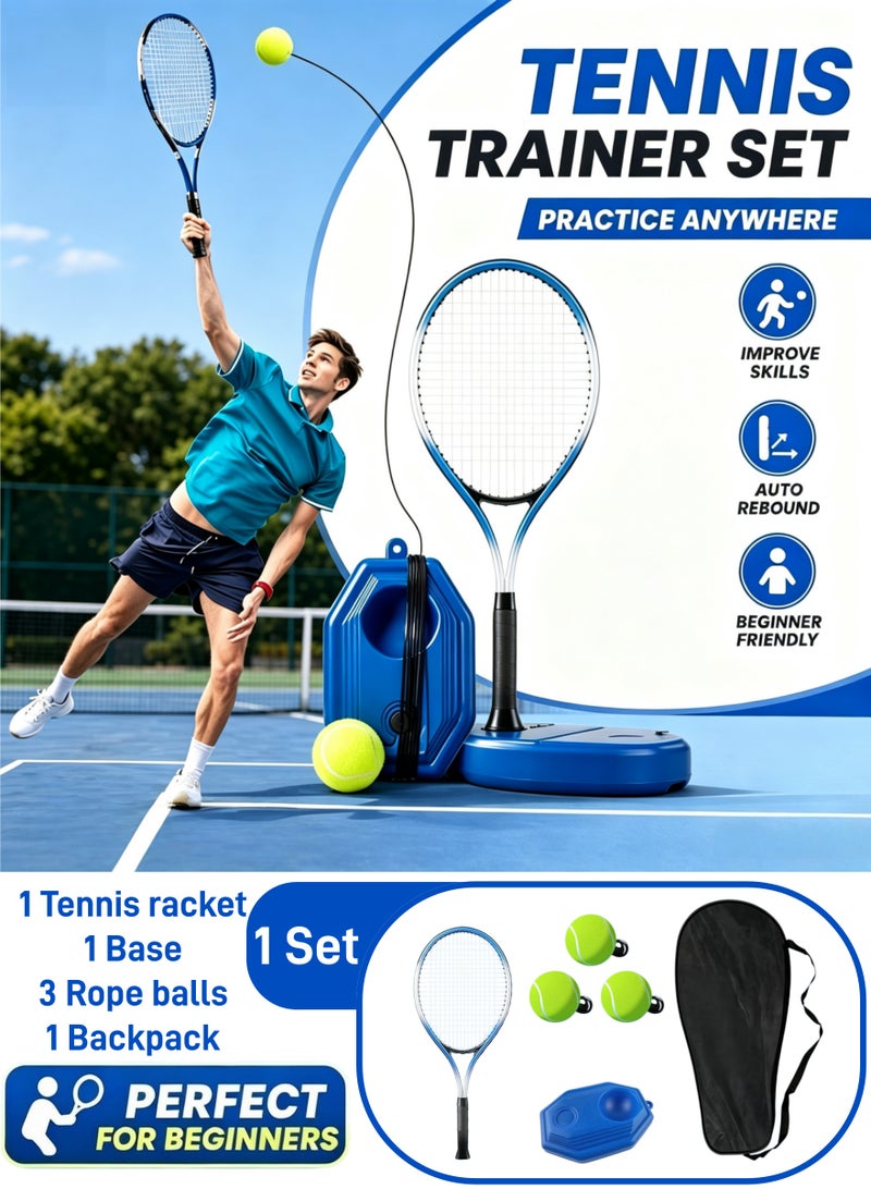 Aimayapet Adult Tennis Racket Set Single Tennis Trainer,Tennis Trainer with String Rebound Tennis,Beginner Tennis Racket Portable Tennis Training Tool with Racket,Racket Bag, 3 Rebound Balls, 1 Water Injection Base Tennis Trainer,Outdoor Sports Set - Image 1