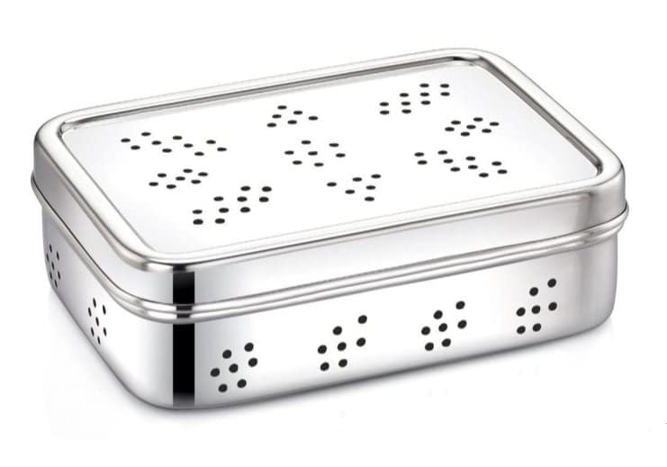 DiBha Stainless Steel Rectangle Shape Box for KothmirDhaniyaCoriander Multipurpose Dabba Storage BoxKitchen Container Set of 1 500ml 14x10x4cm