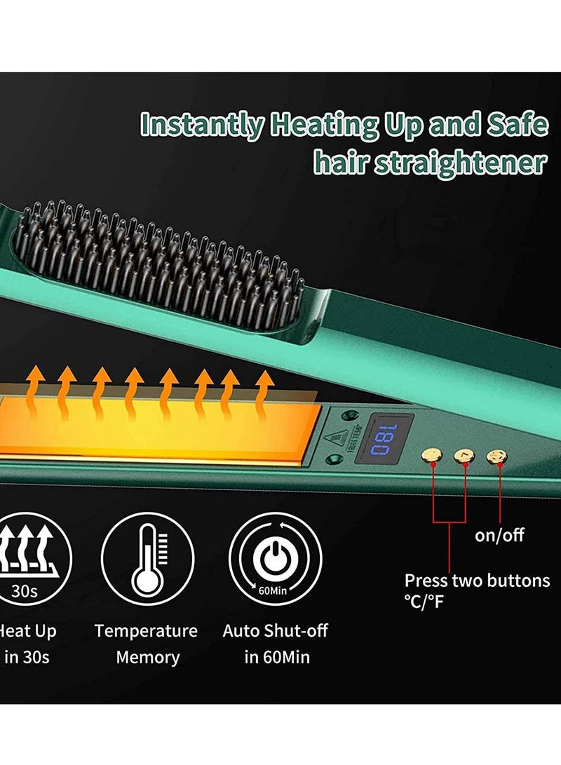 SYOSI Hair Straightener Flat Iron, Straightening with Built-in Comb, 3in1 Tourmaline Ceramic, Brush for 12 Gears Temperature Settings For All Type - Image 4