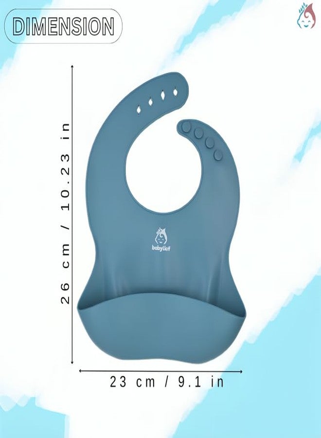 Babylief™ Baby Feeding Set, 4 Pieces, Silicone Bib, Cup with Straw, Bowl with Suction Base and Spoon, Multicolour (Powder Blue) - Image 3
